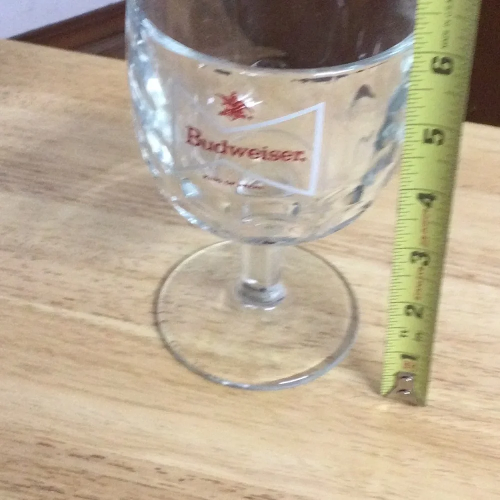 🌞 Budweiser vintage King of Beers Stem Drinking Glass Goblet 6” Tall Bow Tie